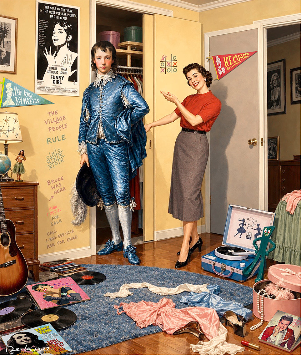 nelson de la nuez humor art coming out of closet gay homosexual pride lgbtq art barbara streisand Blue boy 