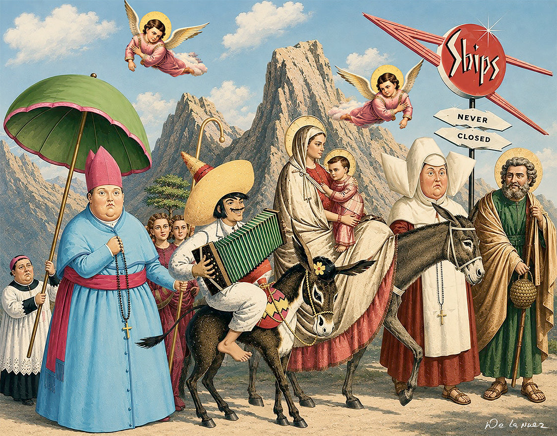 Nelson De La Nuez From Bethlehem to Tijuana Print MOHA Museum of Humor Art Jesus Religion