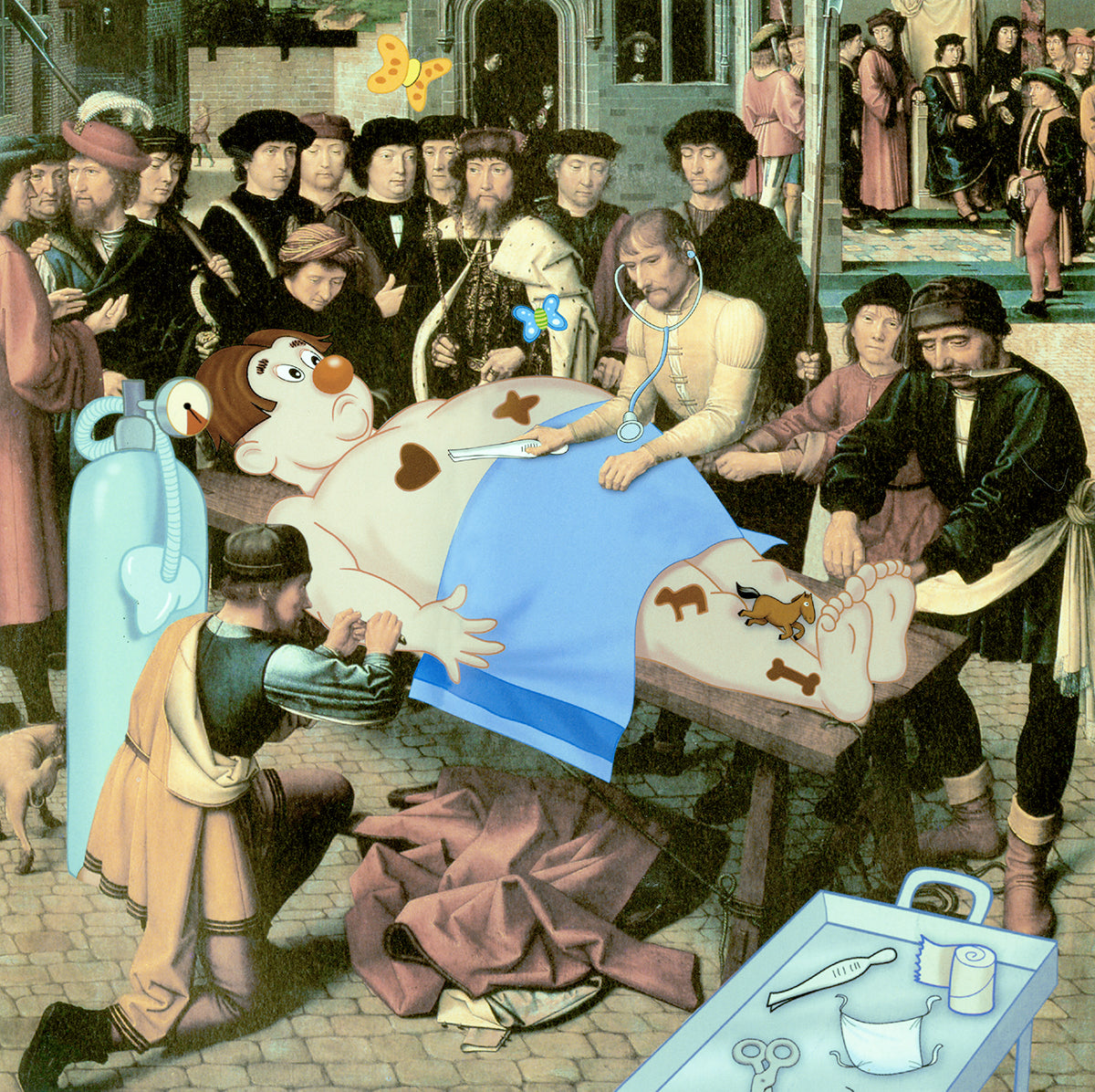 Nelson De La Nuez funny bone surgery operation game doctor pop art humor MOHA museum of humor art