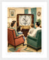 Nelson De La Nuez Go to Bed Print MOHA Museum of Humor Art Vintage Television Family Retro TV Living Room