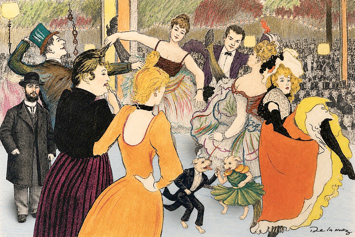 Nelson De La Nuez Happy Hour at the Moulin Rouge Print MOHA Museum of Humor Art Party Dancing