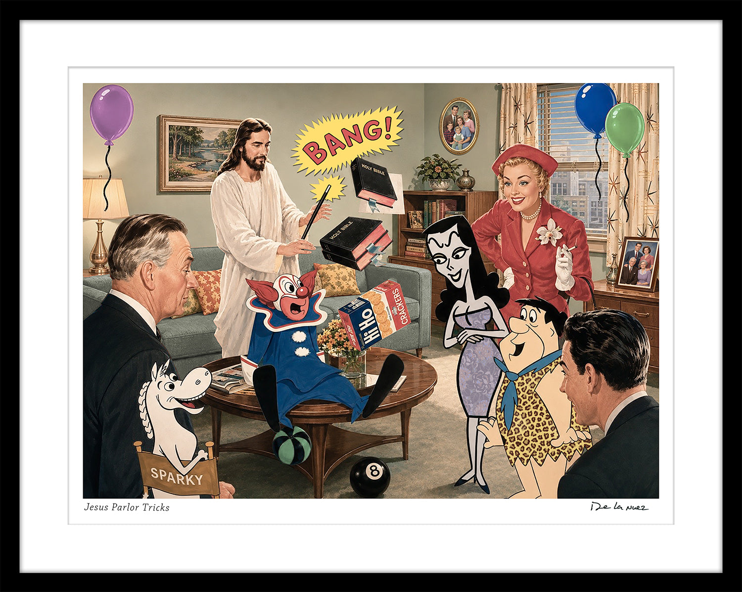 jesus parlor tricks magiz bozo flinstones cartoons nelson de la nuez humor the moha museum