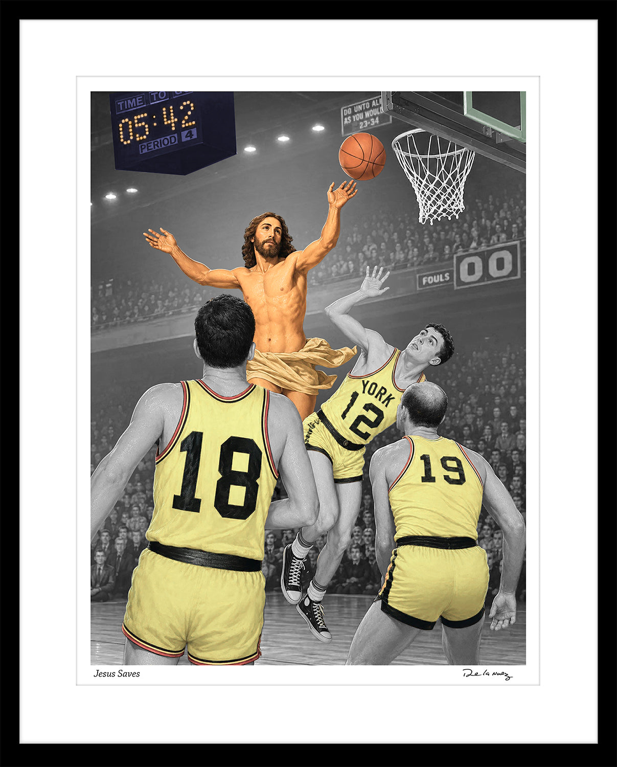 Jesus humor sports basketball religious satire humor art