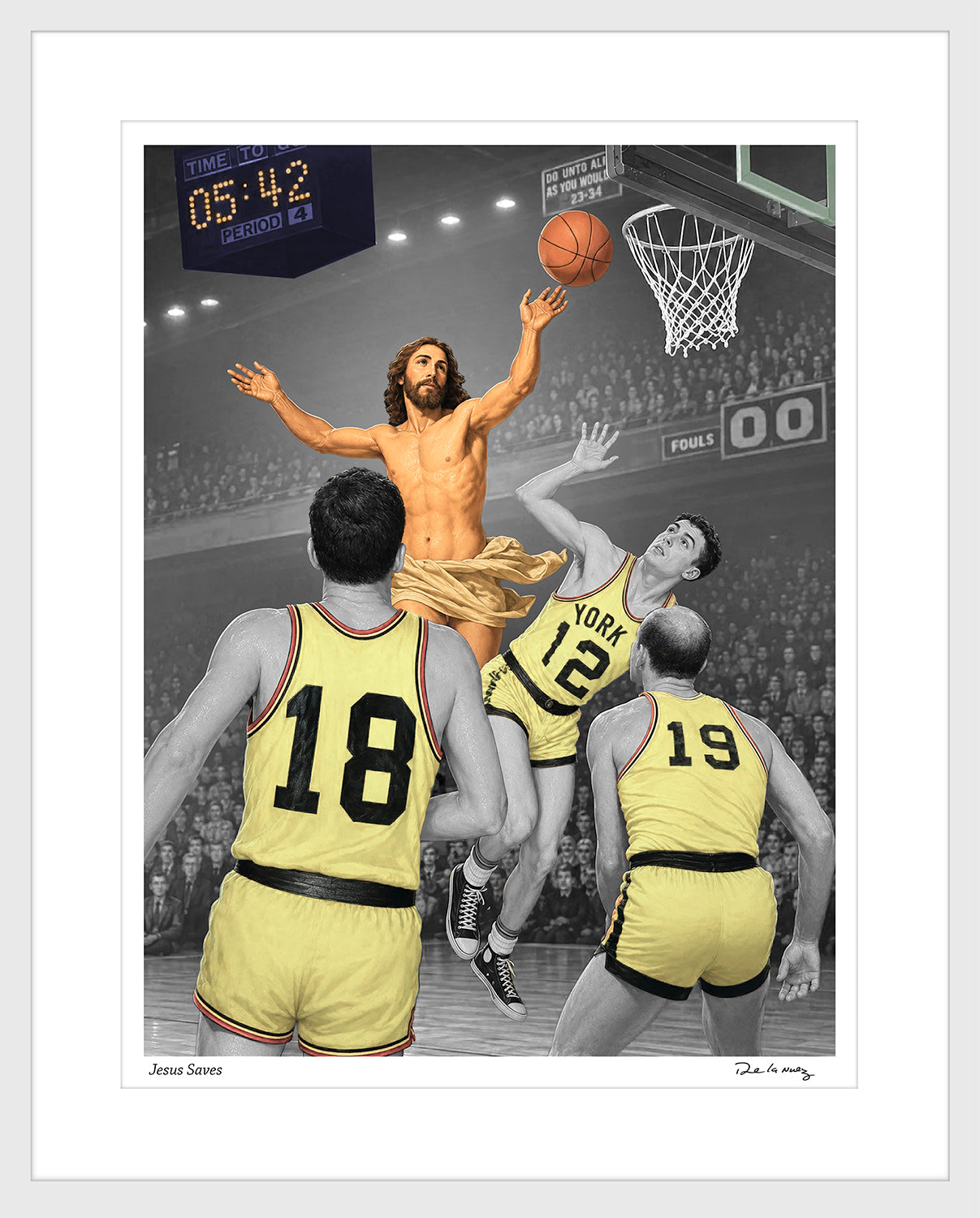 Jesus humor sports basketball religious satire humor art
