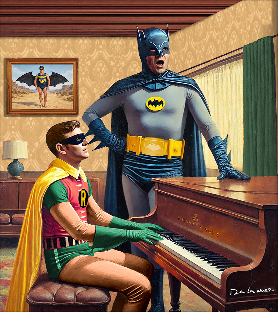 Nelson De La Nuez Life at Wayne Manor Print MOHA Museum of Humor Art Batman Robin Bruce Wayne Superhero Superheroes Comics Comic Books Gotham City