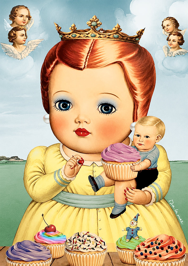 Nelson De La Nuez Little Miss Cupcake Print MOHA Museum of Humor Art Surrealism Sweets Dessert Treats Sugar Frosting Angels