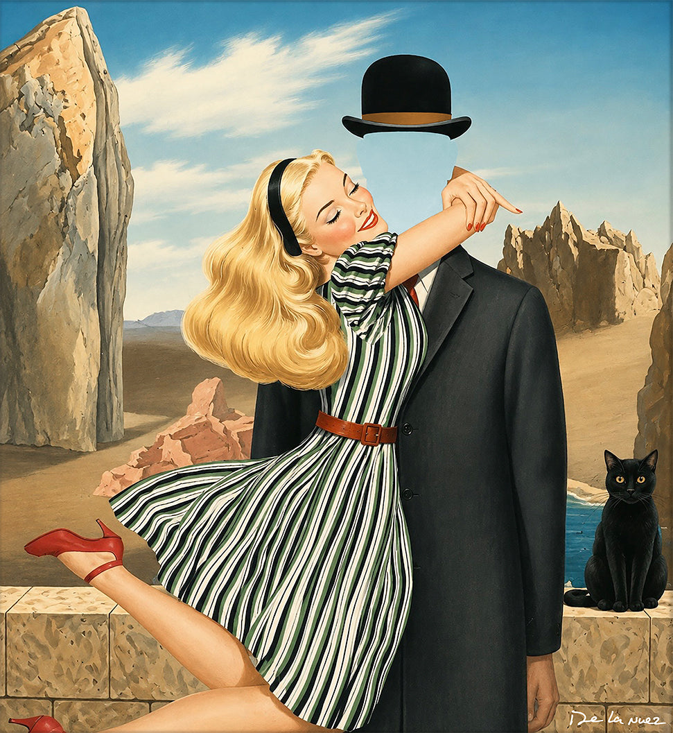 Nelson De La Nuez Love is Blind Print MOHA Museum of Humor Art Magritte Surreal Art History 