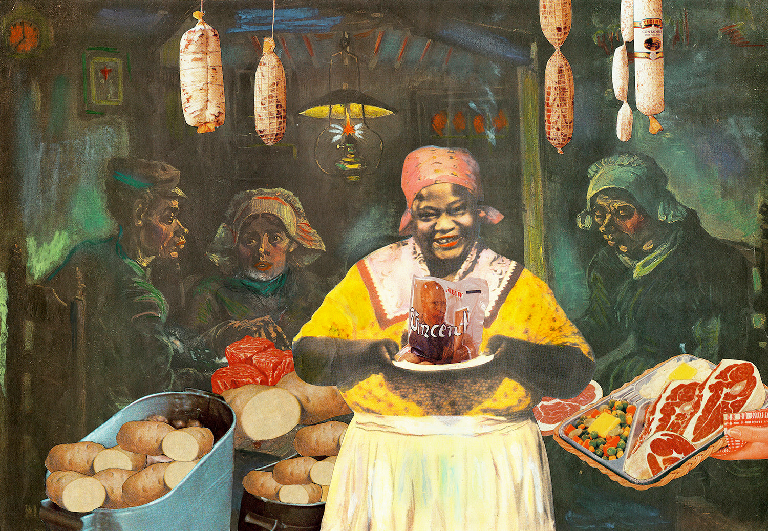 Nelson De La Nuez Meat and Potato Eaters Print MOHA Museum of Humor Art Aunt Jemima Vincent Van Gogh Food