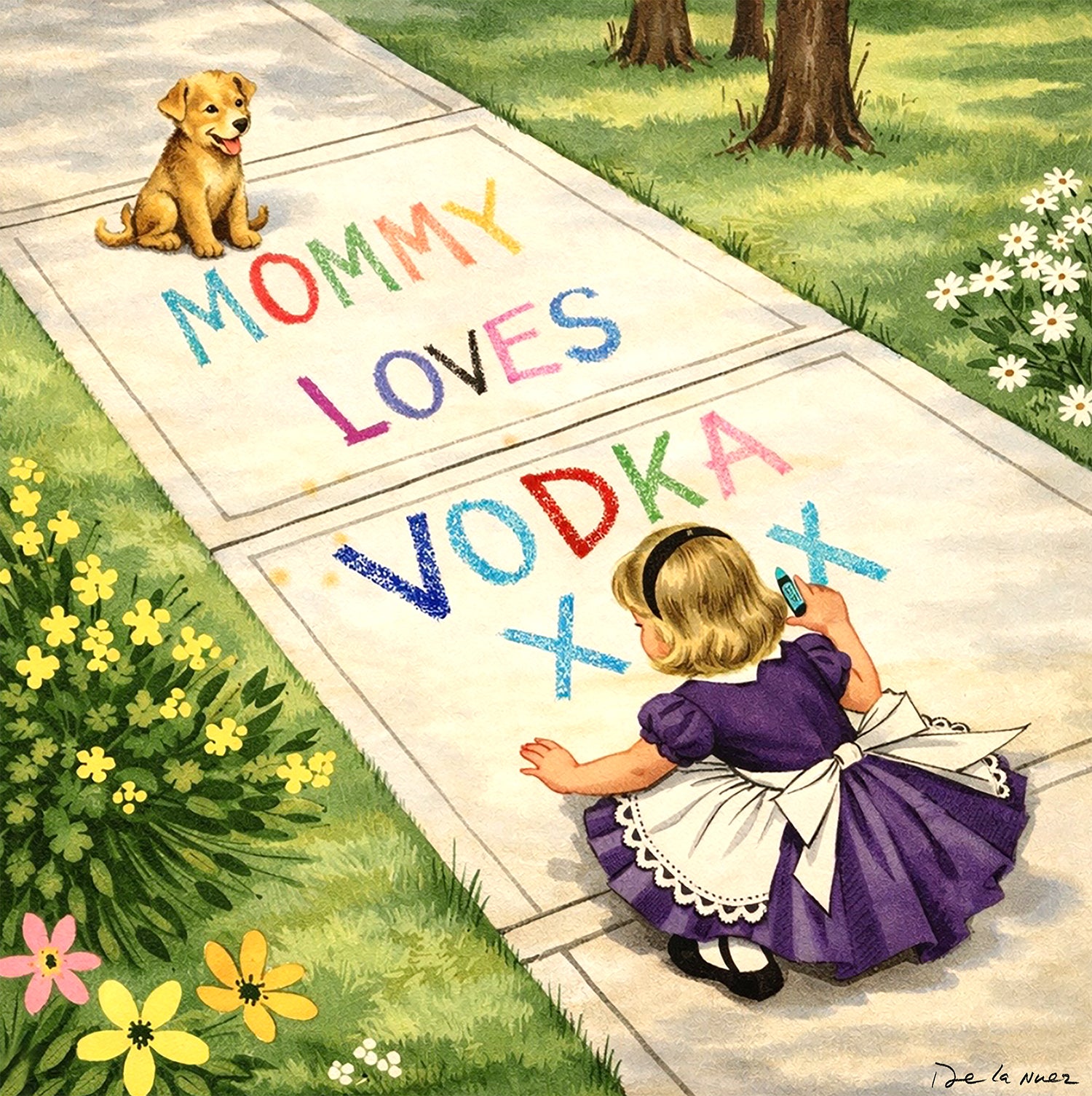 Nelson De La Nuez  Mommy Loves Vodka Print MOHA Museum of Humor Art Cocktail Xanax Satire Martini