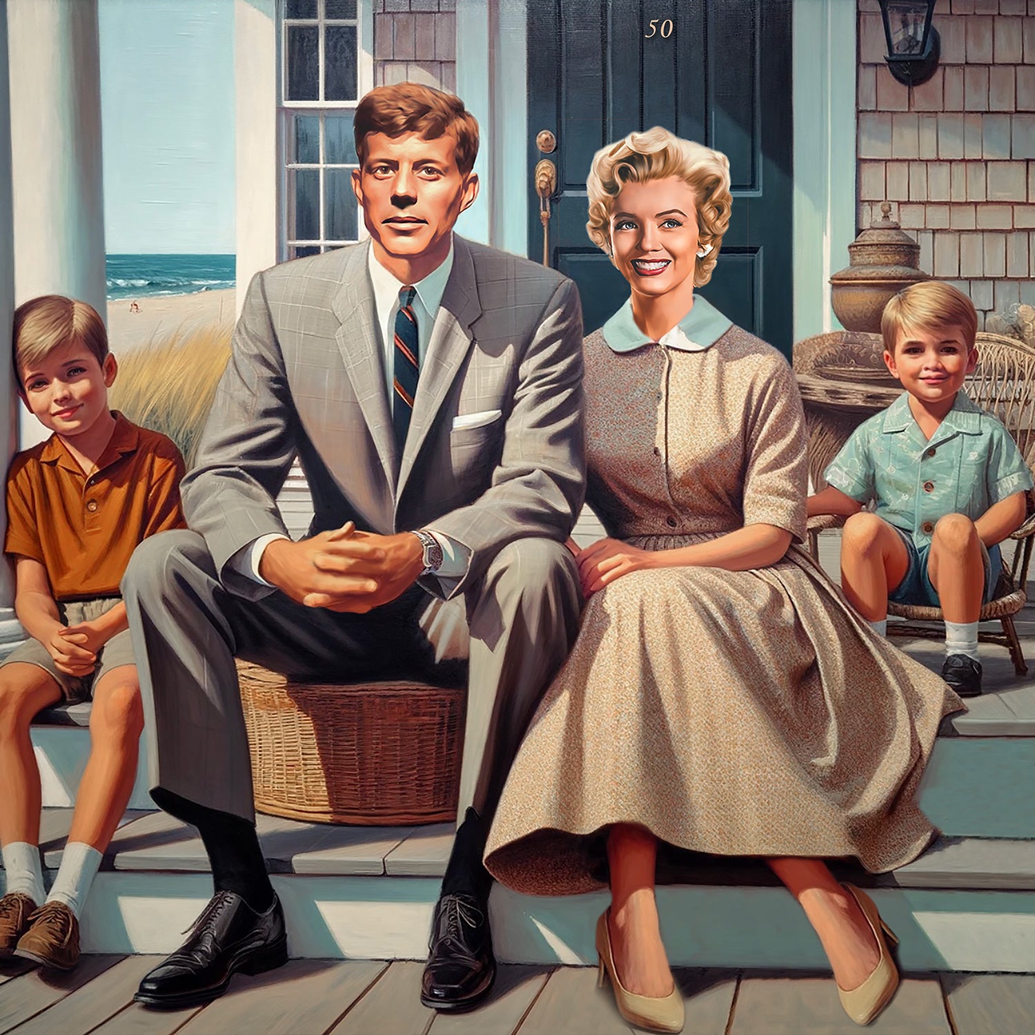 Nelson De La Nuez The New Neighbors Print MOHA Museum of Humor Art Marilyn Monroe JFK John F. Kennedy