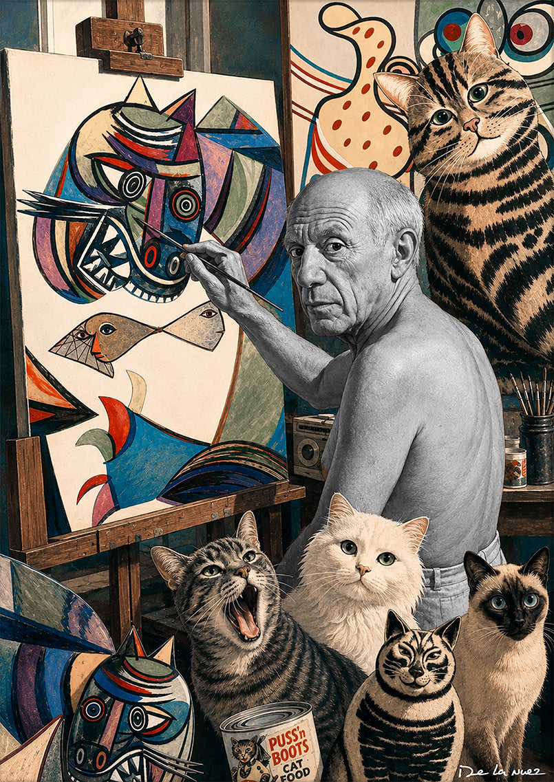 Nelson De La Nuez Picatso Print MOHA Museum of Humor Art Picasso Artist Cats Kittens Kitty Pets Animals