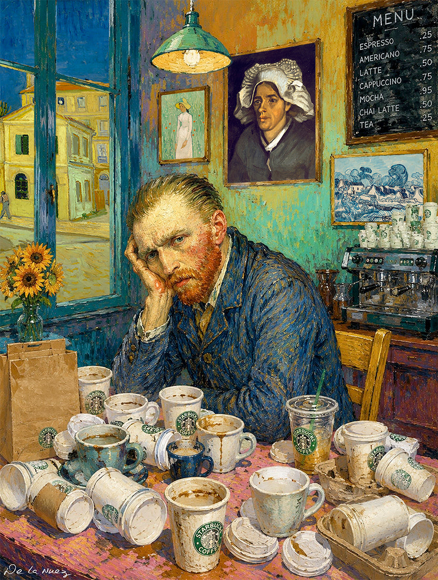 vincent van gogh art starbucks coffee humor art MOHA nelson de la nuez