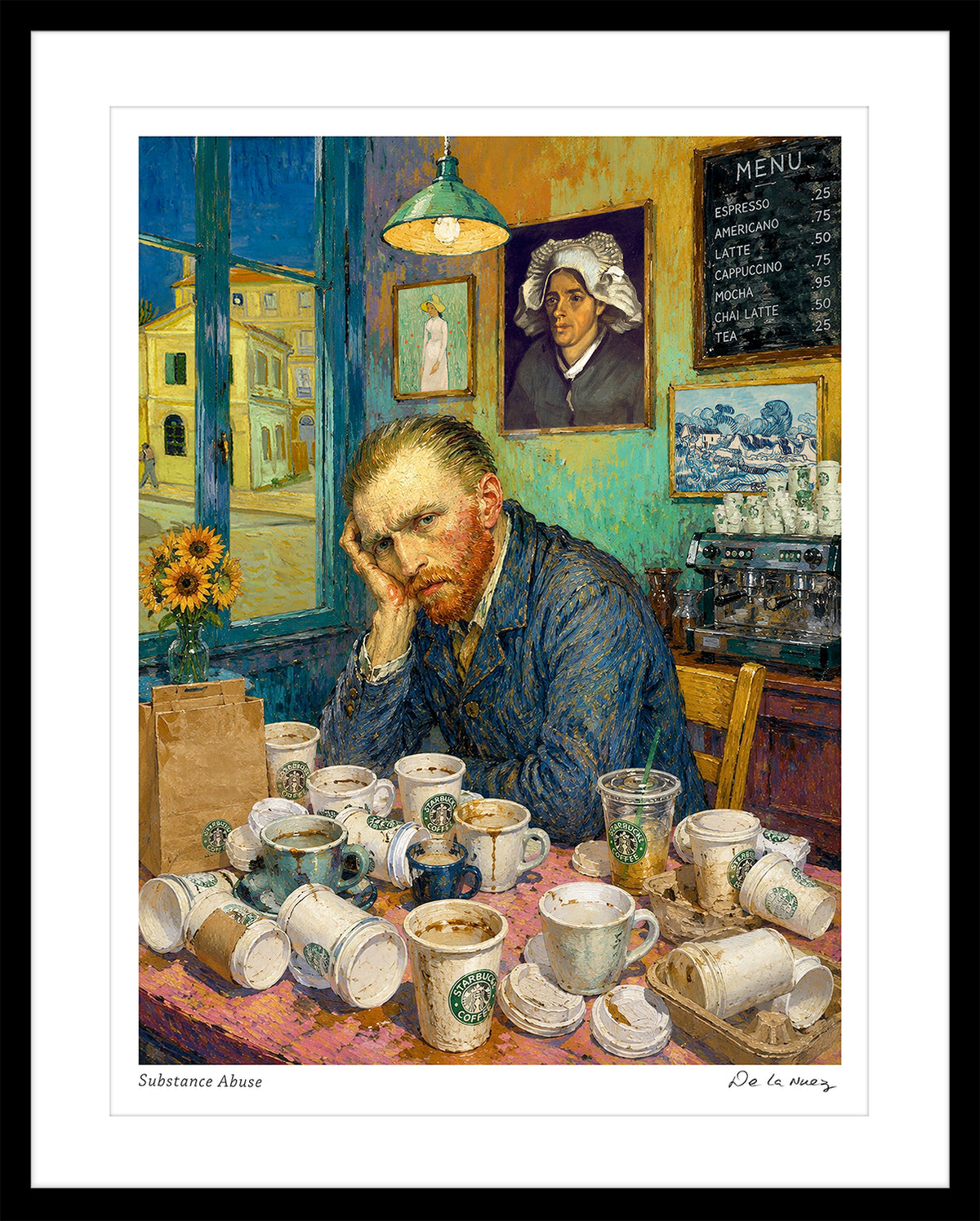 vincent van gogh art starbucks coffee humor art MOHA nelson de la nuez
