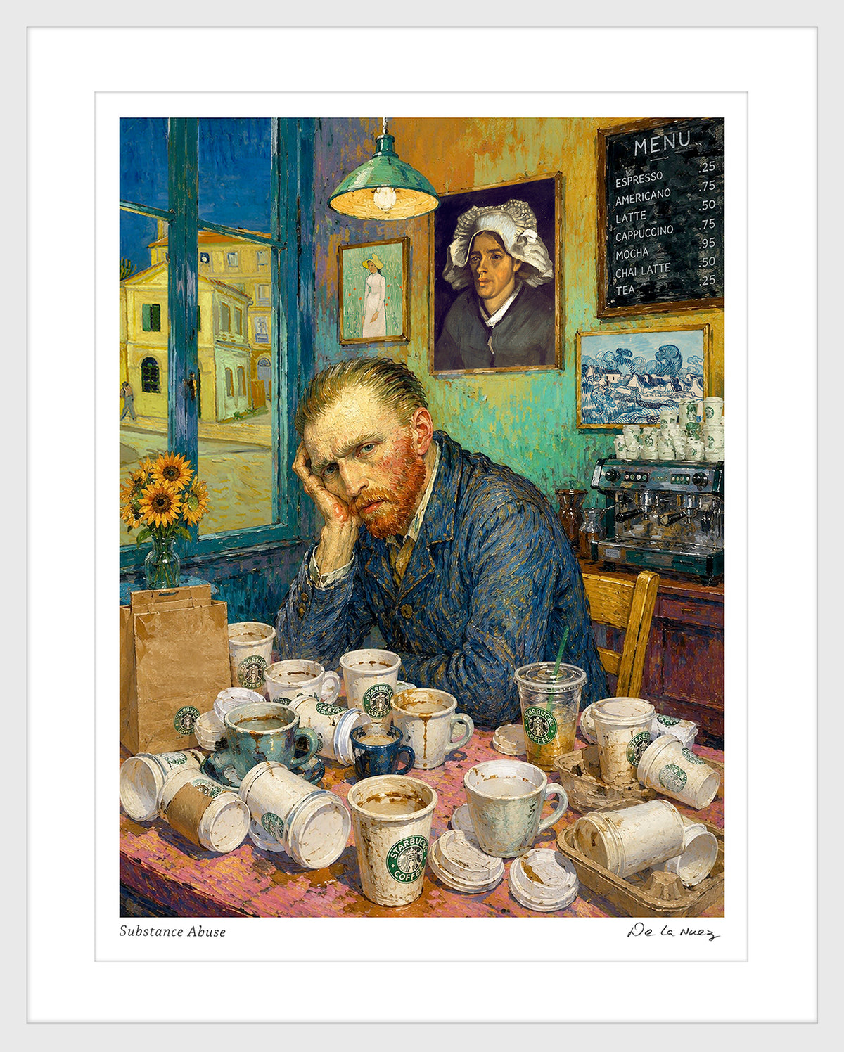 vincent van gogh art starbucks coffee humor art MOHA nelson de la nuez