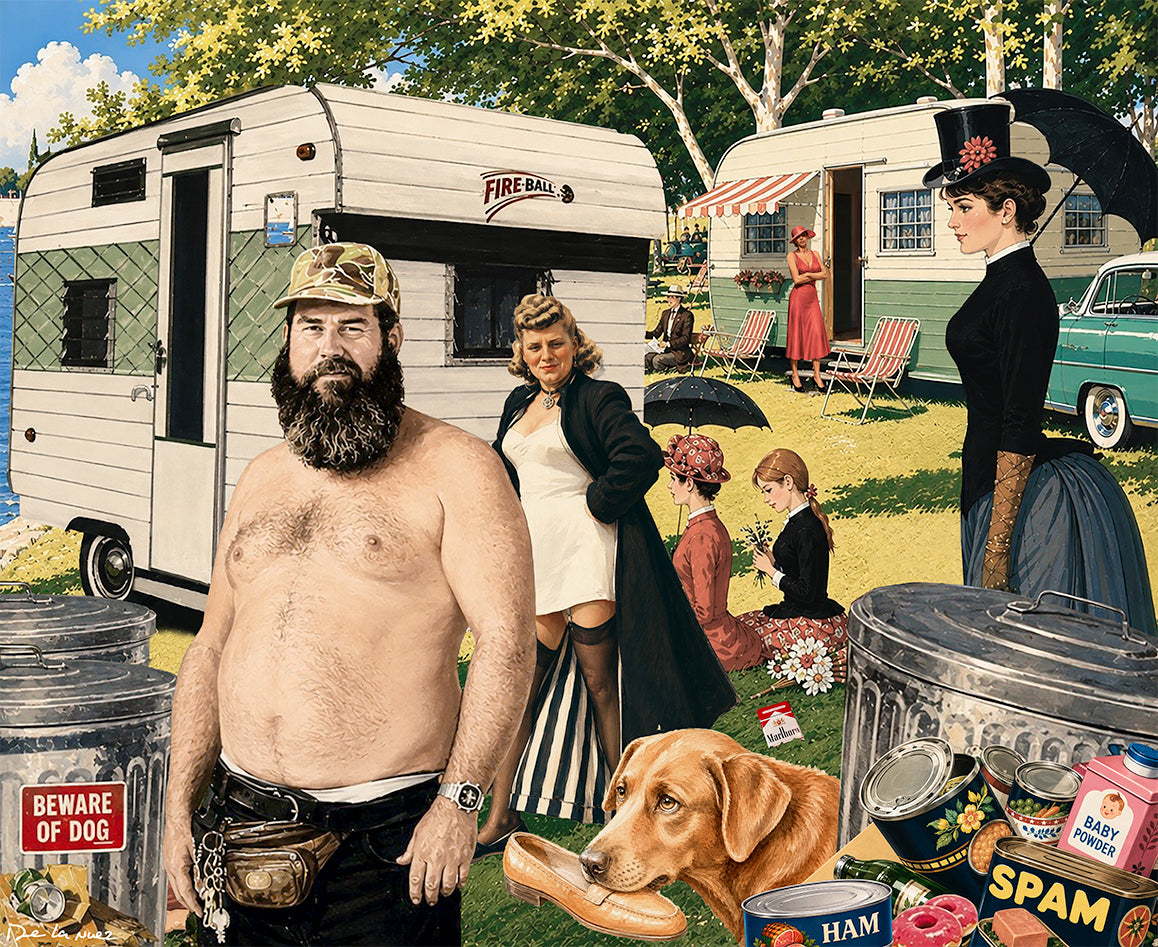 Nelson De La Nuez The Museum of Humor Art MOHA Sunday in the Park With Trailer Trash Print Parody Impressionism Art History