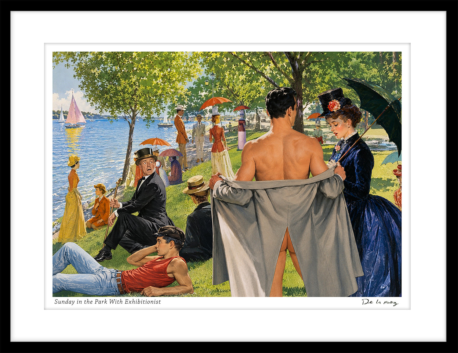 sunday in the park with exhibitionist art history humor art nelson de la nuez MOHA museum satire