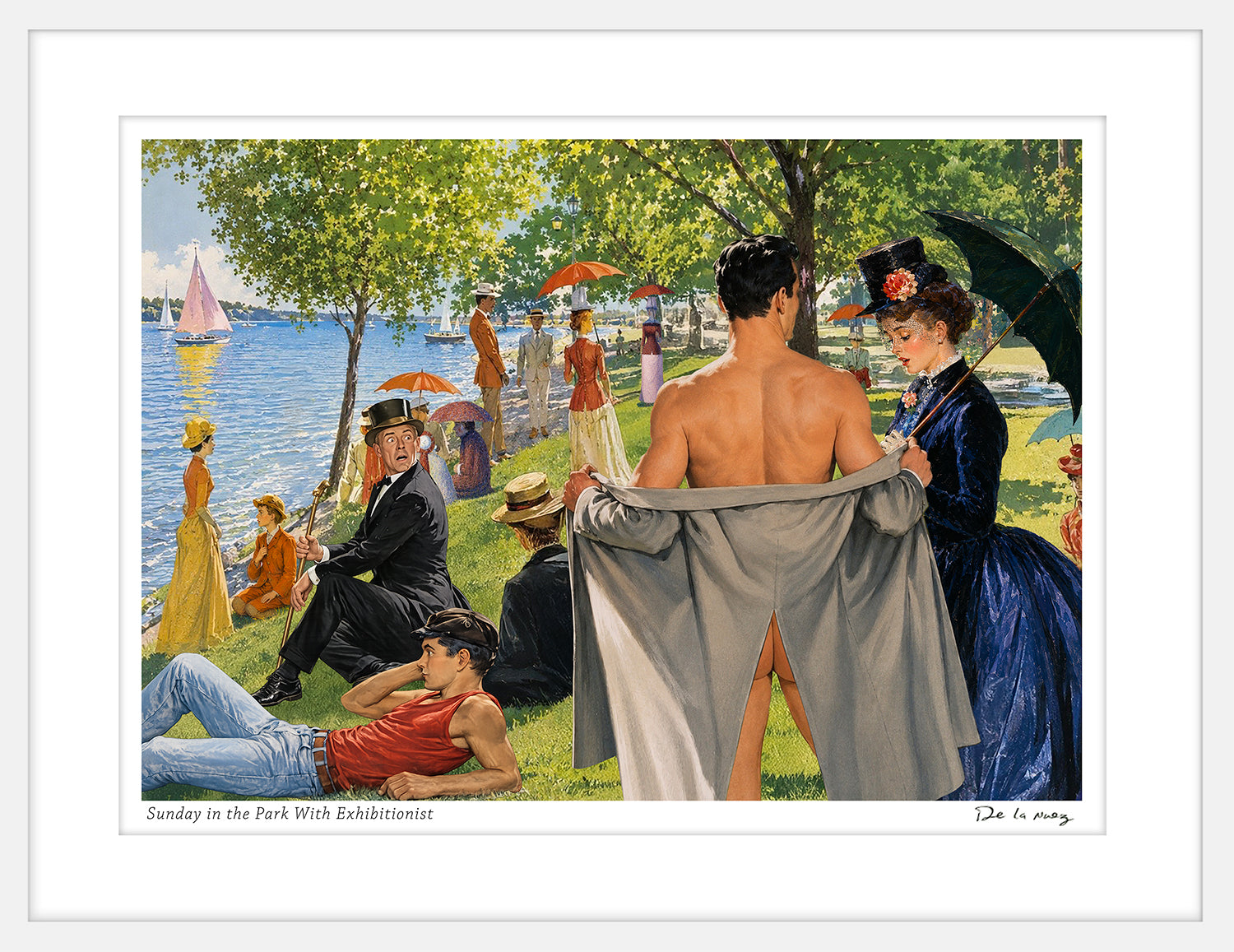 sunday in the park with exhibitionist art history humor art nelson de la nuez MOHA museum satire