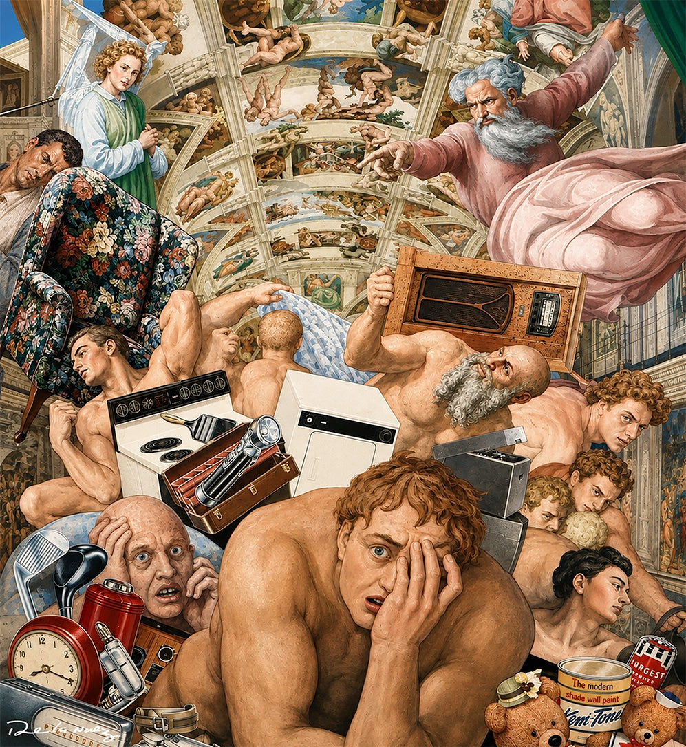 Nelson De La Nuez The Sistine Chapel Eviction Print MOHA Museum of Humor Art Religion Michelangelo