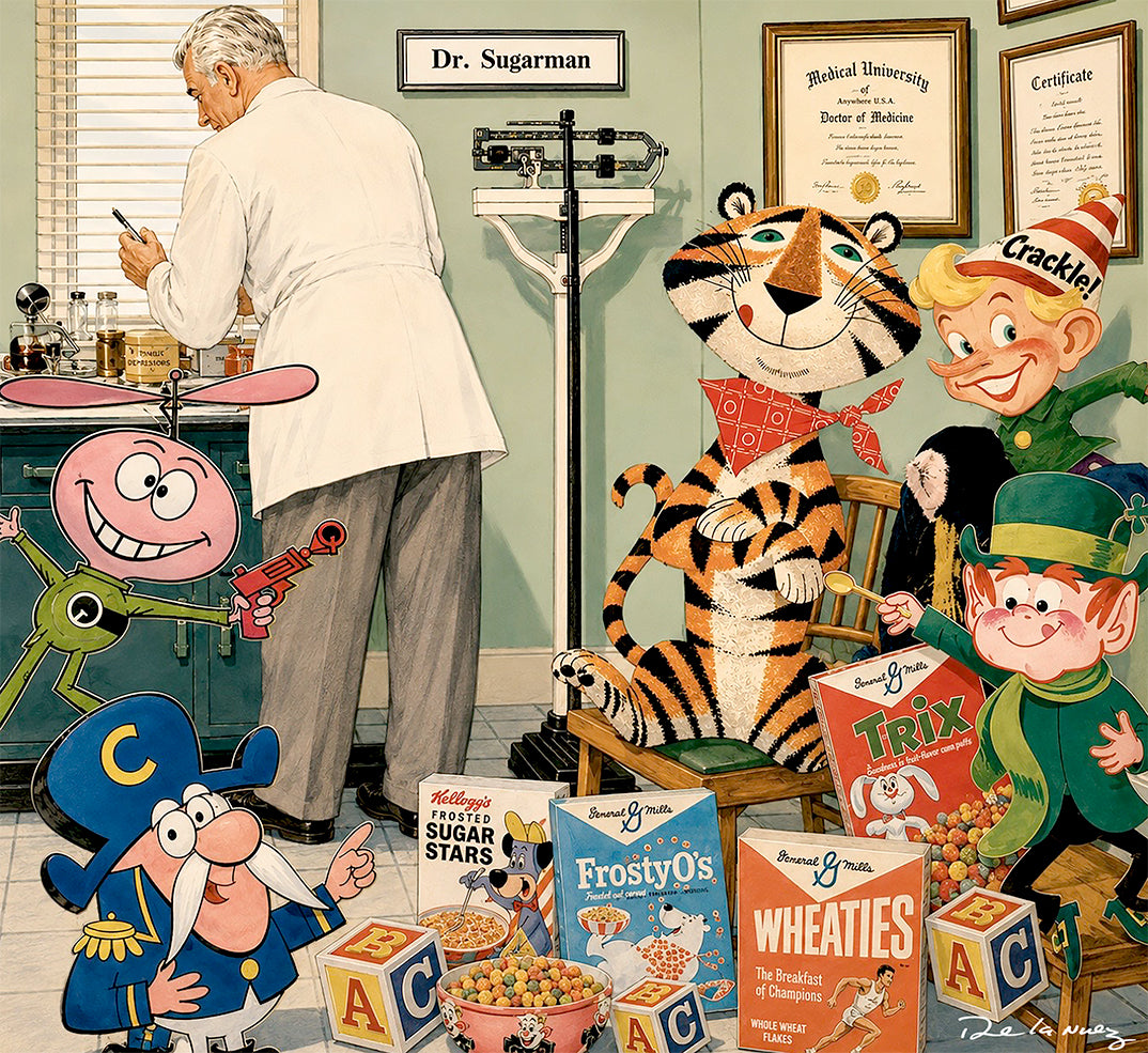 Nelson De La Nuez The Diabetics Print MOHA The Museum of Humor Art Diabetes Doctor Medicine Breakfast Cereal Characters Sugar 