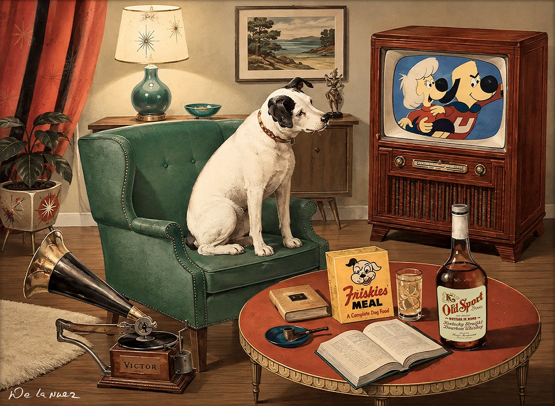 Nelson De La Nuez Watch Dog Print MOHA Museum of Humor Art Animals Dogs Puppy Pet Vintage TV Retro Television Cartoons
