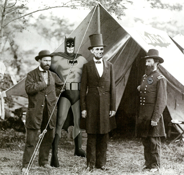 batman and Lincoln backup plan pop art humor parody nelson de la nuez